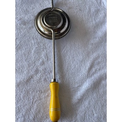 Vintage Nutbrown Sandwich Toaster Pie Iron Yellow Wood Handle Made in England