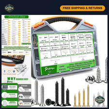 2000Pcs Assorted Hardware Nails  Wood Screws Kit - Galvanized, Phillips Drive,