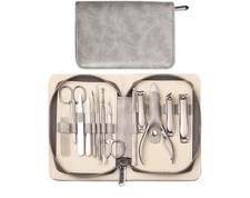 Familife Stainless Steel Nail Kit Manicure Pedicure Set Grooming Kit, 11 Pcs -[H