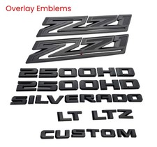 Emblema superpuesto negro mate apto para Chevrolet Silverado 2500HD Z71 LT LTZ 2020-2026
