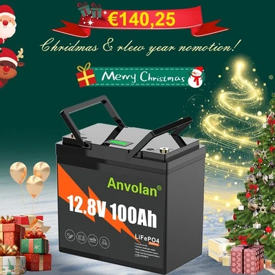 ANVOLAN 12,8V 100Ah LiFePO4 Akku Lithium Batterie Solarbatterie Solaranlage Solarmodul