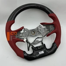 Customized Carbon Fiber Red Leather Heated Steering Wheel for 2019 Lexus ES350