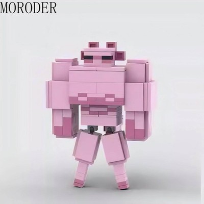 Building  MOC minecraft axolotl warrior toy
