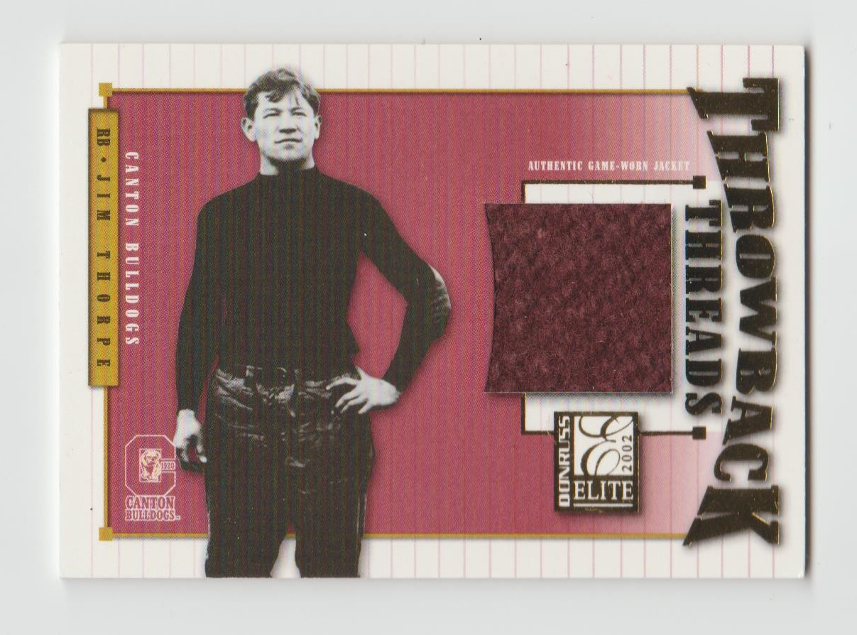 2002 JIM THORPE / RED GRANGE DONRUSS ELITE THROWBACK THREADS #ED/25
