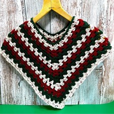 Holiday Christmas Girls Knit Crochet Poncho Boho