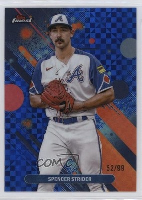 2025 Topps Finest Common Blue Checkerboard Refractor /99 Spencer Strider #12 tw0