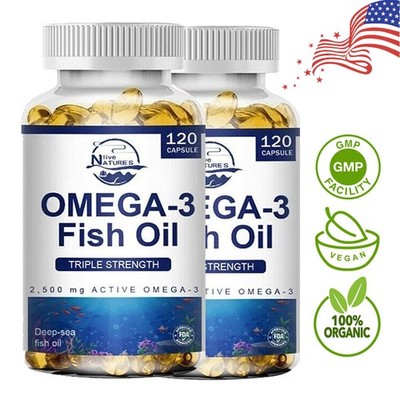 Omega 3 Fish Oil 240 Capsules 3600mg DHA & EPA - 3x Strength,Highest Potency