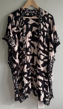 Angie Abstract Animal Print Kimono Cardigan One Size Black Lightweight Women  s