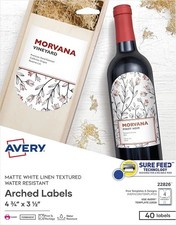 Textured White Print-to-the-Edge Arched Labels 4-3/4x3.5in labels 40/PK - 2EA
