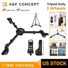 K&F Concept Tripod Dolly Heavy Duty 44lbs Load w/ 3" Rubber Wheels for Camcorder