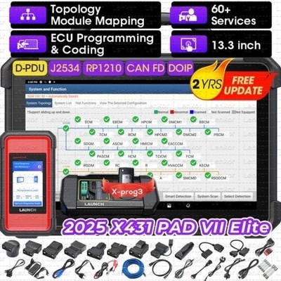 2025 LAUNCH X431 PAD VII TPMS Diagnostic Scanner J2534 Programming Key Coding