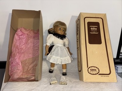Vinyl German 18 Gotz Doll Ice Skating White Dress  Mohair Wig Cloth Torso