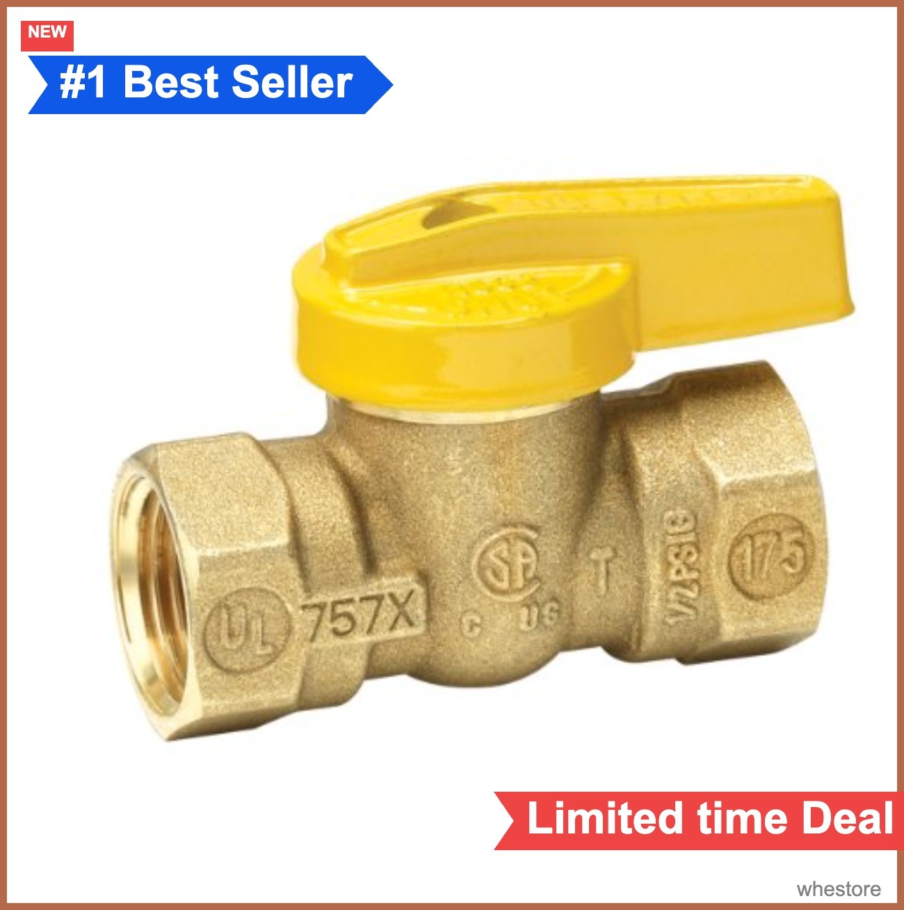 Brass Gas Ball Valve 3/4 Inch FIP x FIP Female Thread 2 Port Shutoff Plumbing
