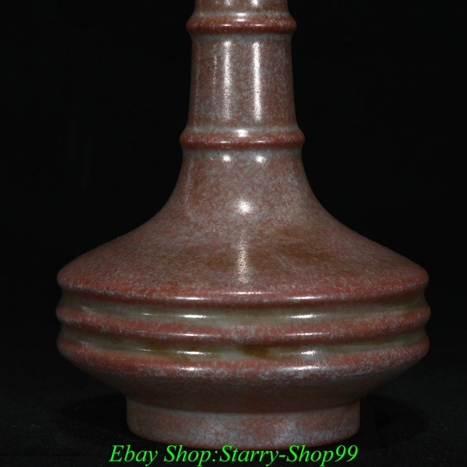 9" Collect Old Song Dynasty Ru Kiln Porcelain Fengshui Pattern Bottle Vase - Image 4 of 4