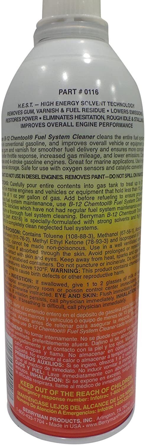 Berryman Products 0116: B-12 Chemtool-Carburetor Fuel-System & Injector Cleaner