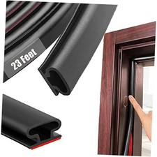 Rubber Weather Stripping Door Seal Strip, D Shape Door Weather 23 feet Black