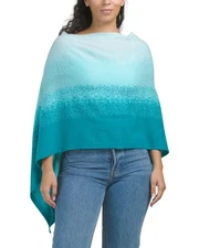 NWT Alashan Dip Dye  100% Cashmere Topper Poncho Blue