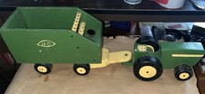 Wooden Tractor  Hay Bailer Attachment,Handmade,Bright Green  Yellow 20  Long