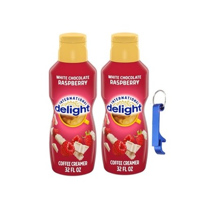 International Delight White Chocolate Raspberry Creamer 32oz 2 Pack + Keychain