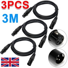 3 x 3M High Quality DMX Lighting Control XLR Cable Leads DJ Light Stage Pack QTX