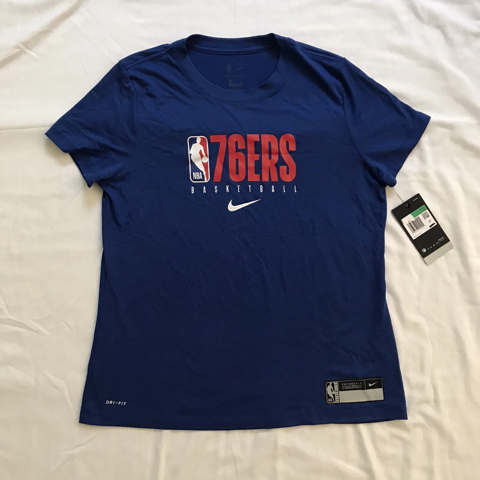 Nike Philadelphia 76ers Sixers NBA Dry Fit Womens XL Blue Tshirt