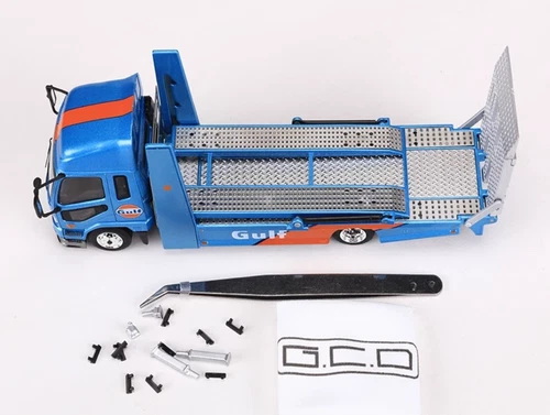 1/64 Diecast Car Model Mitsubishi FUSO Fighter 2017 Double deck tow trucks Gulf - Picture 6 of 8