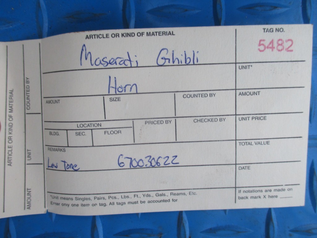 Maserati Ghibli low tone horn #5482