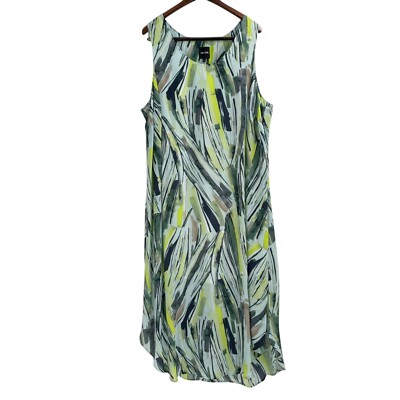 Nic + Zoe Palm Green Maxi Sleeveless Summer Vacation Dress Womens Plus Size 2X