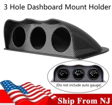 52mm Car Carbon Fiber Triple Dash Gauge Meter Pod 3 Hole Dashboard Mount Holder