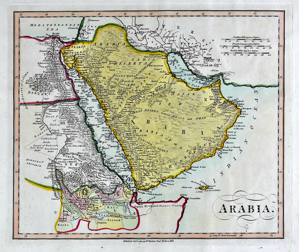 Mapa Atlas Unión Darton 1812 Arabia Saudita Bahrein Kalhat Meca Medina Omán Egipto Foto 2 de 4