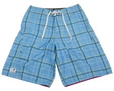 AMERICAN EAGLE Boy's Size 28 Blue Plaid Board Shorts Swim Surf Beach Swimming