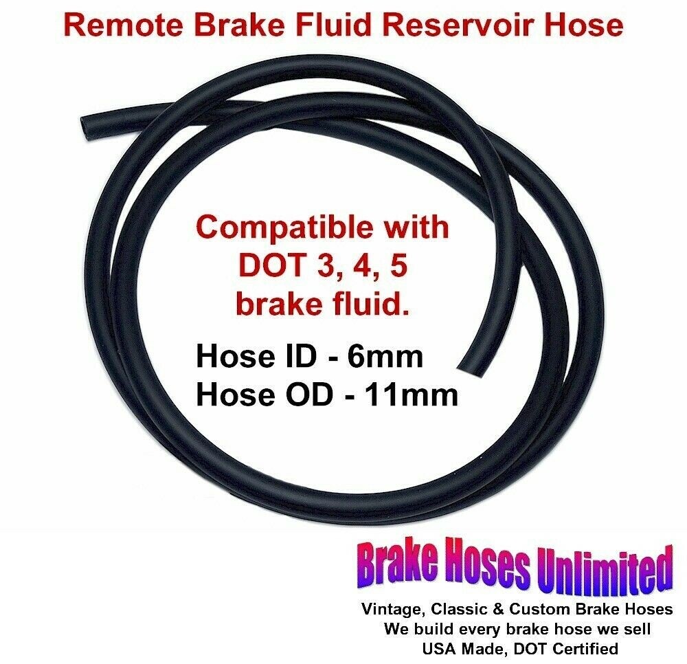 REMOTE BRAKE FLUID RESERVOIR HOSE, 6mm ID Sold by the Foot, see