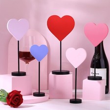 5 Pieces Valentine's Day Wood Heart Tabletop Decor Heart Tall Standing Wood B...