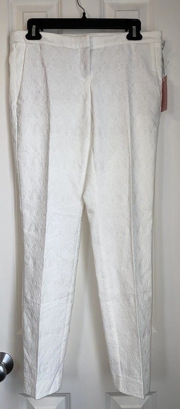 Womens Saint Tropez White Embossed Dress Pants Size 4 NWT
