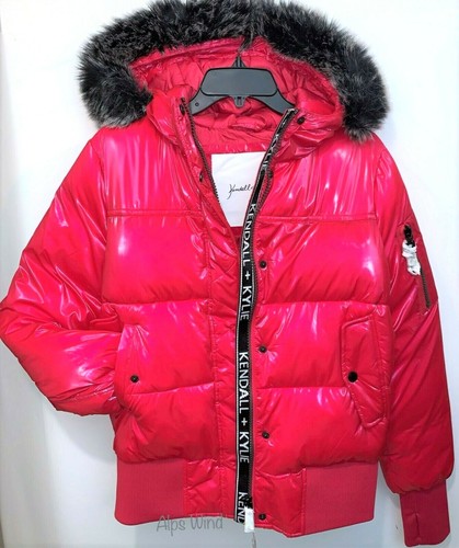Kylie Shiny Puffer Coat Jacket Pink 