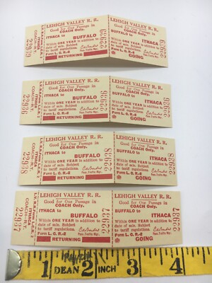 Vintage Lehigh Valley Eisenbahn Tickets Papier Ephemera Lot Ithaca Buffalo RR 4