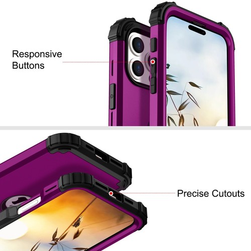 Shockproof Rubber Armor Case Screen Protector For iPhone 16e 16 Plus 15 Pro - Picture 26 of 42
