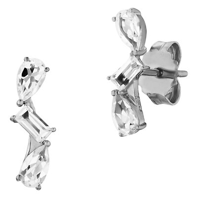 cai women Ohrstecker 925/- Sterling Silber vergoldet Weißtopas Baguette Tropfen