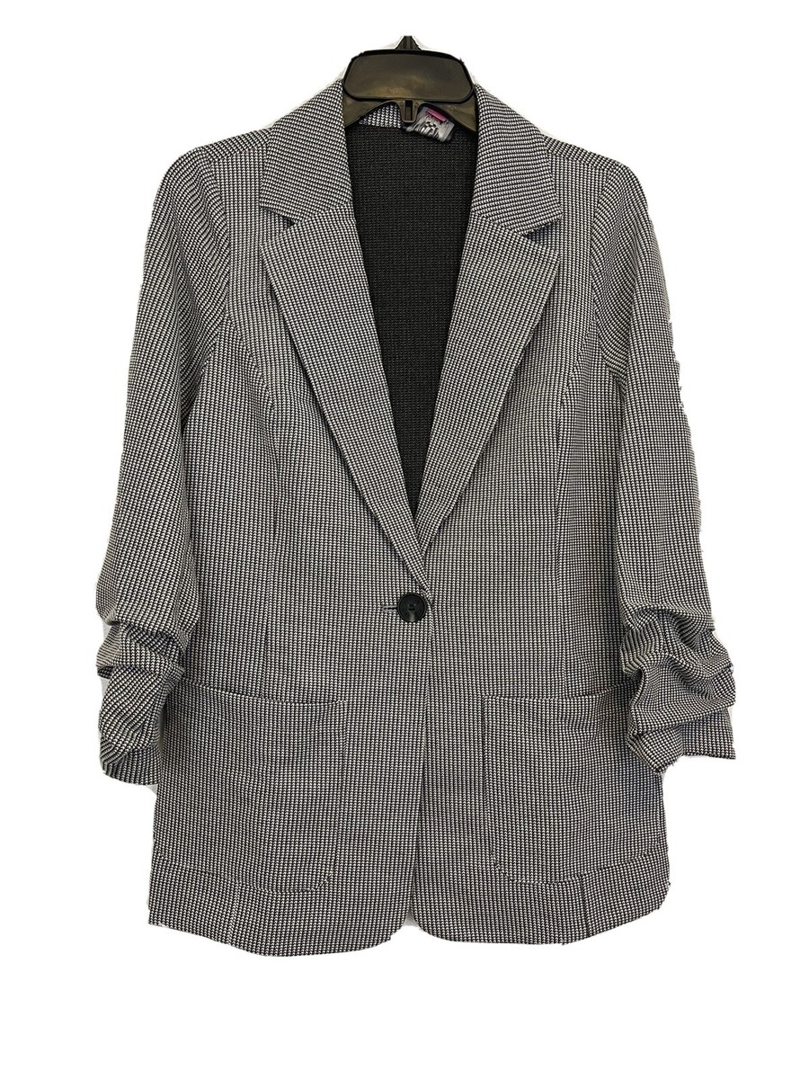 Vince Camuto Women's Ruched Sleeve Ponte Blazer, Size 8P Checked