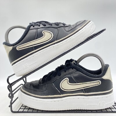 Nike Air Force 1 Black Trainers Size UK 4 Leather NBA White Casual AR0734-002 | eBay UK