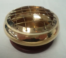 Brass Censer Incense Burner: 3", Screen Top for Charcoal Tablets & Resin (Shiny)