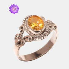 Yellow Citrine Gemstone 925 Sterling Silver Ring Handmade Jewelry Ring For her