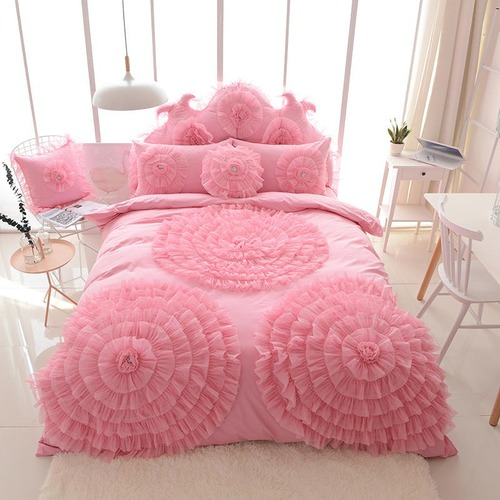 Koreanische Spitze Blume Prinzessin Hochzeit Bettbezug Bett Rock Baumwolle Textil Luxus - Bild 12 von 22