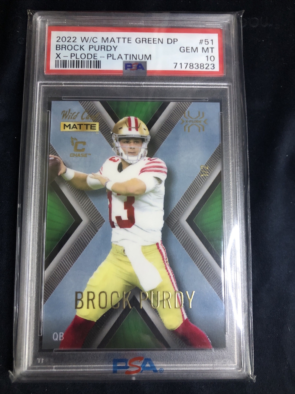 Brock Purdy Wild Card Matte Green Draft Pick X-Plode #51 Platinum