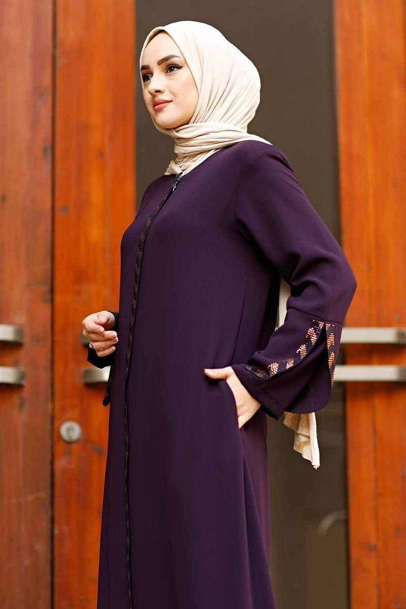 Istanbul Styles Women's Abaya With Zipper & Waist Belt - Modest Long Sleeve Islamic Dress - View #11
