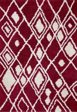 Tapis Rouge Blanc Tapis Oriental 120X180 CM Fait Main 100% Polyester Shaggy