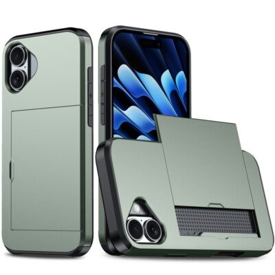 Für iPhone 16 15 14 13 12 Pro Max 11 XS Hybrid Card Slot Hard Case Abdeckung