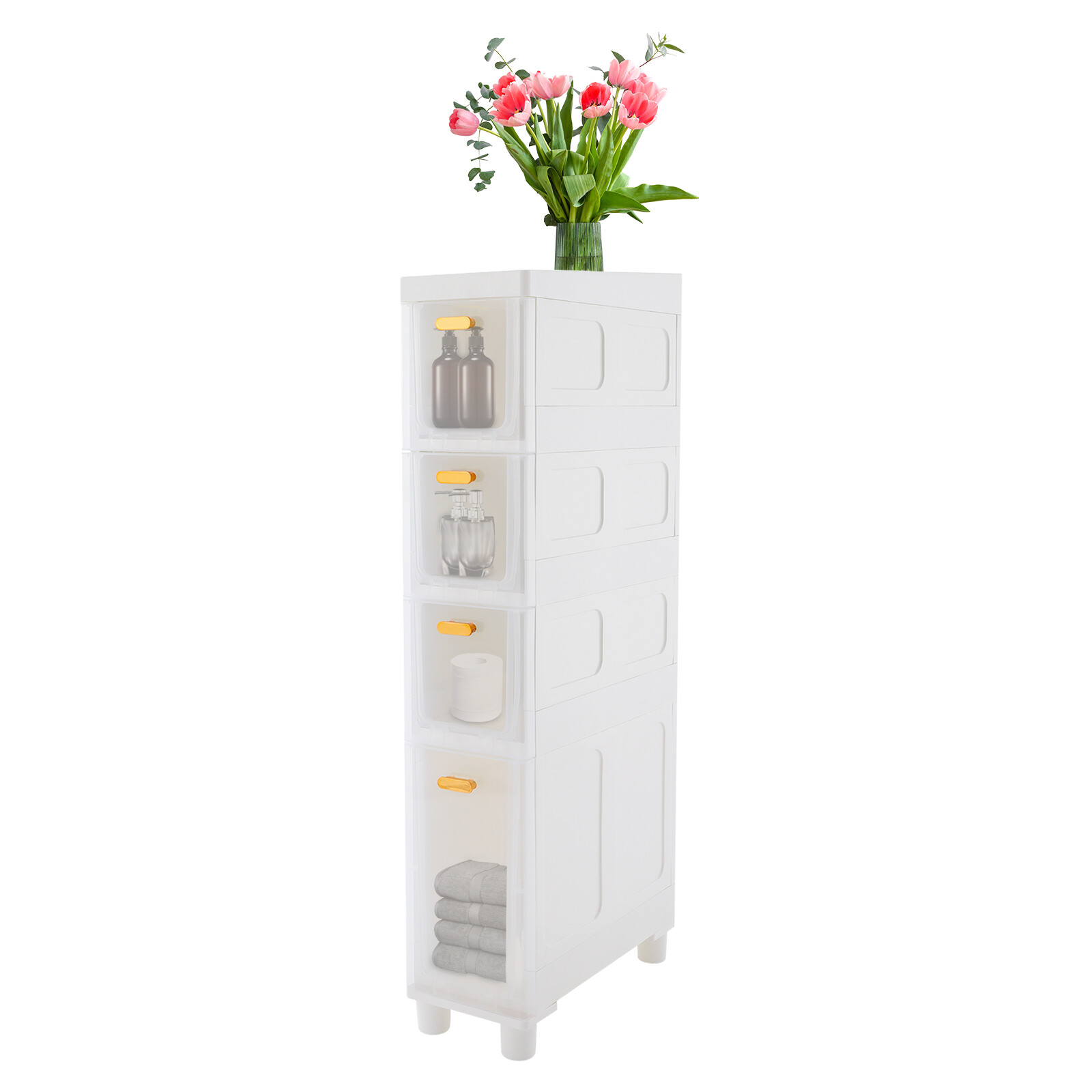 Slim Narrow Bathroom Floor Storage Cabinet Organizer  