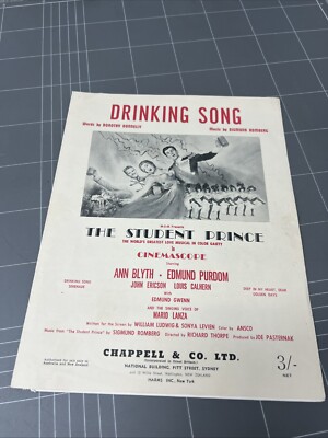 VINTAGE SHEET MUSIC DRINKING SONG JAZZ BLUES 1940s ART BAR THEATRE  CAFE