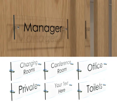 K SMART SIGN Office Door Wall House Number Sign Plaque- Quality Glass Effect Acrylic Perspex